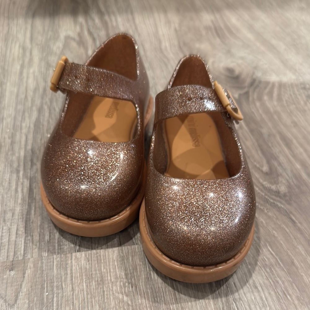 Glittery Brown Kids Mary Jane Shoes